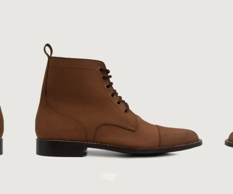 Knight Derby Oil Pull-up Brown Leather Boots Handcrafted Men's Footwear — Three-Quarter Perspective
