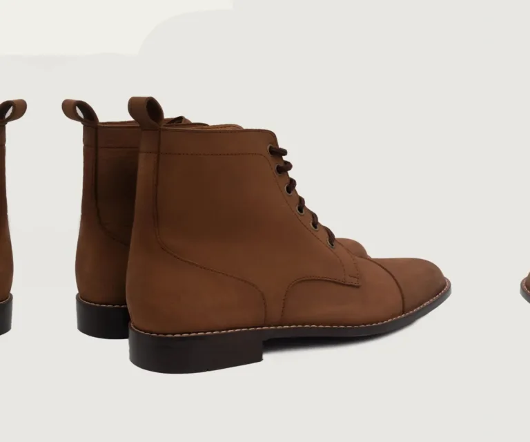 Knight Derby Oil Pull-up Brown Leather Boots Handcrafted Men's Footwear — Toe Cap & Vamp Detail