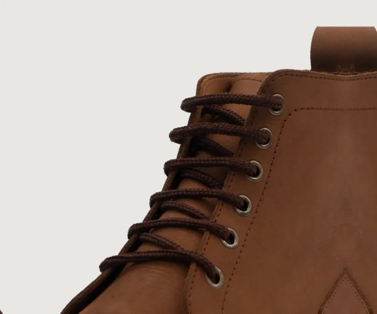 Knight Derby Oil Pull-up Brown Leather Boots Handcrafted Men's Footwear — Heel Counter & Rear View