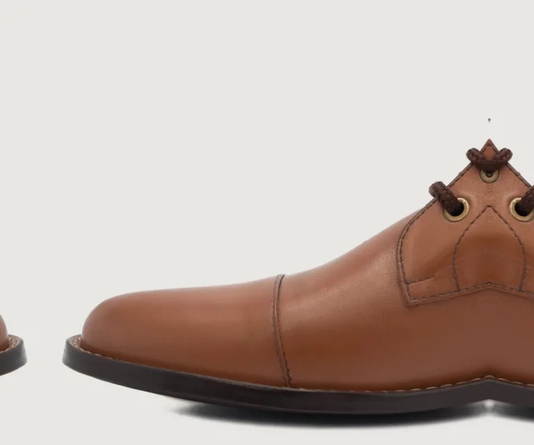 Knight Derby Tan Leather Boots Handcrafted Men's Footwear — Heel Counter & Rear View