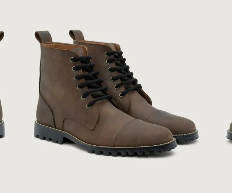 Knight Derby Waxed Brown Pullup Leather Boots - TerraGrip Handcrafted Men's Footwear — Lateral Profile Hero View