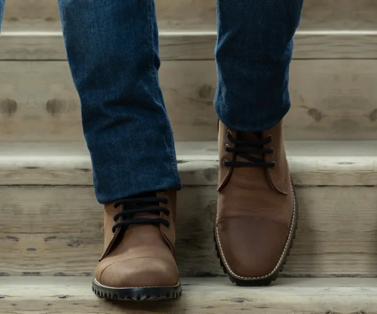 Knight Derby Waxed Brown Pullup Leather Boots - TerraGrip Handcrafted Men's Footwear — Complete Pair Presentation