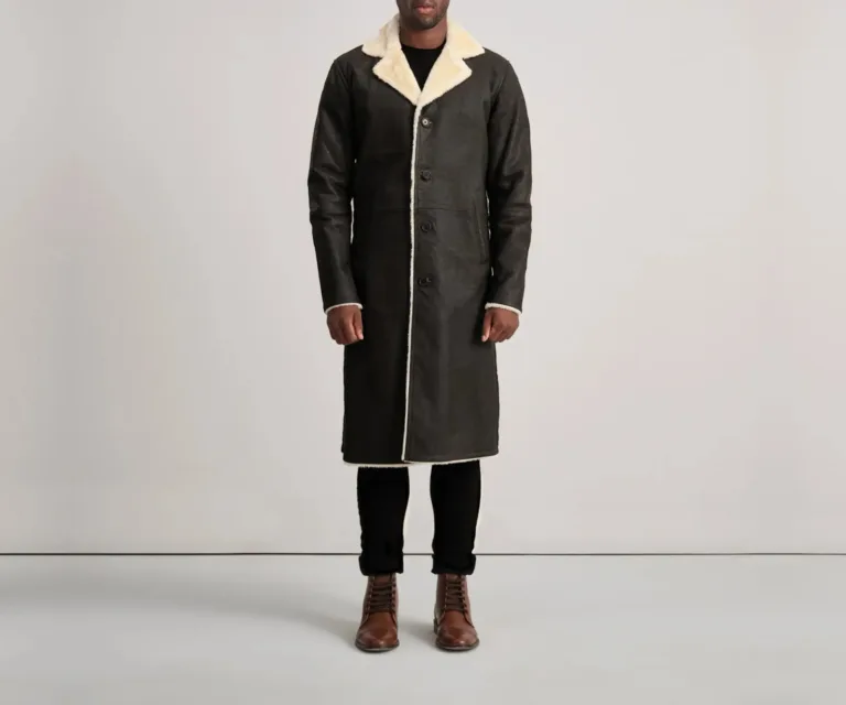 Kolby Brown Shearling Coat — Full-Length Model Editorial Presentation