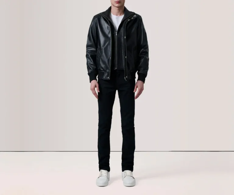 Lester Black Leather Bomber Jacket — view 2