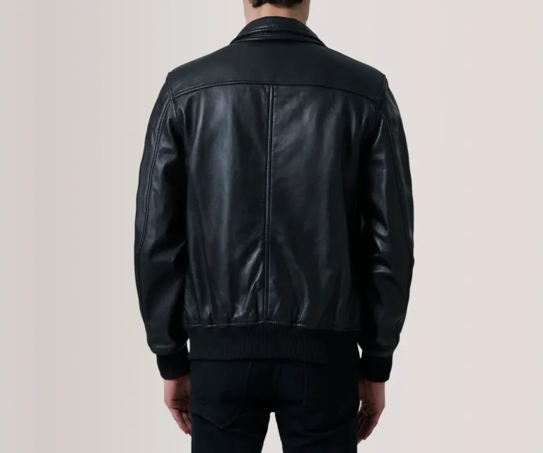 Lester Black Leather Bomber Jacket — view 4