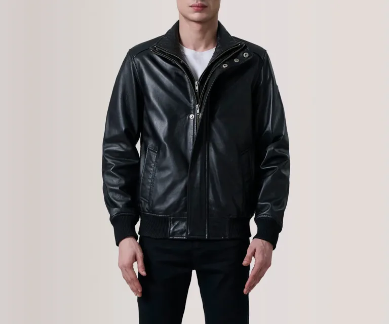 Lester Black Leather Bomber Jacket — view 5