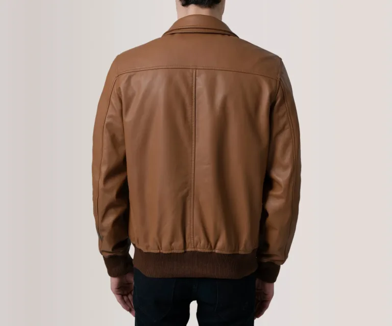 Lester Tan Leather Bomber Jacket — view 5