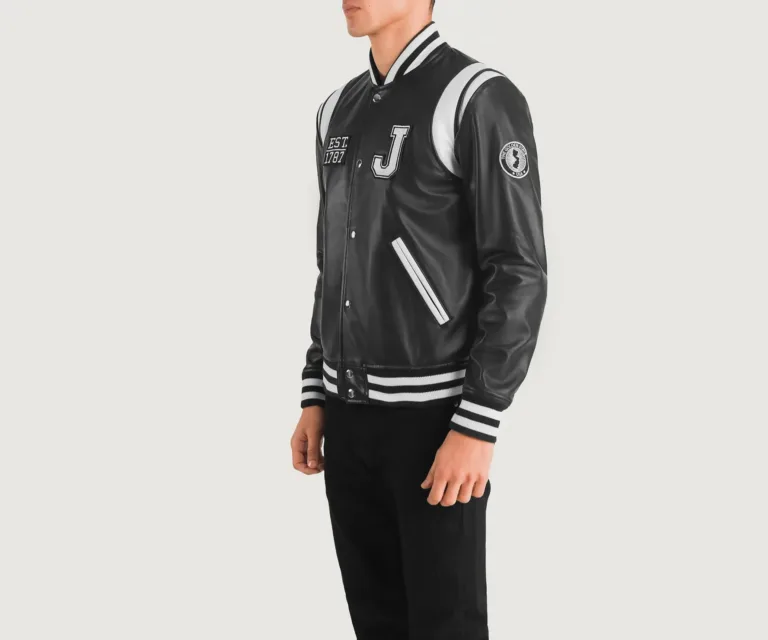 Liberte New Jersey Black Leather Varsity Jacket — view 2