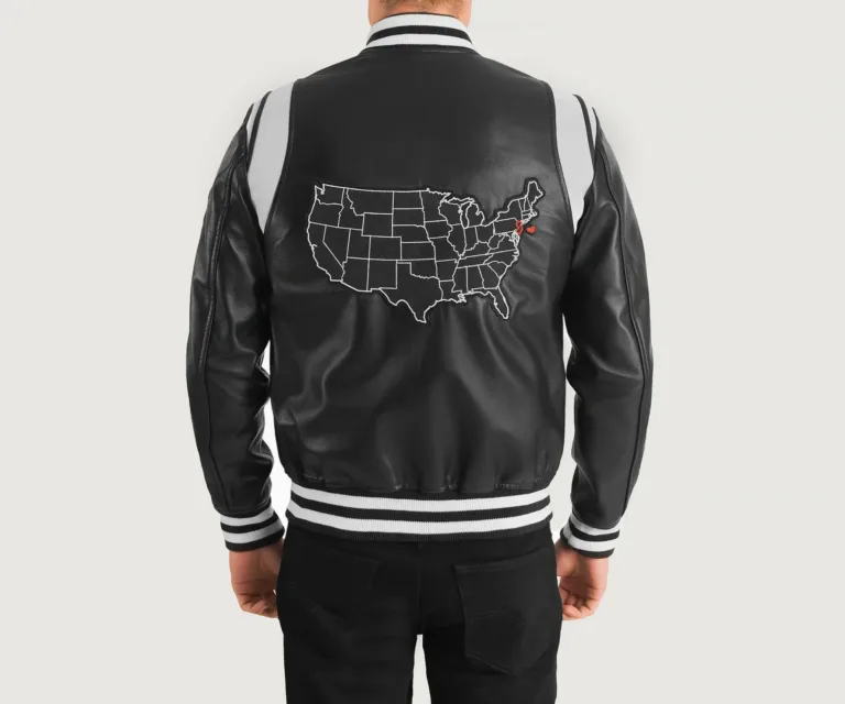 Liberte New Jersey Black Leather Varsity Jacket — view 5