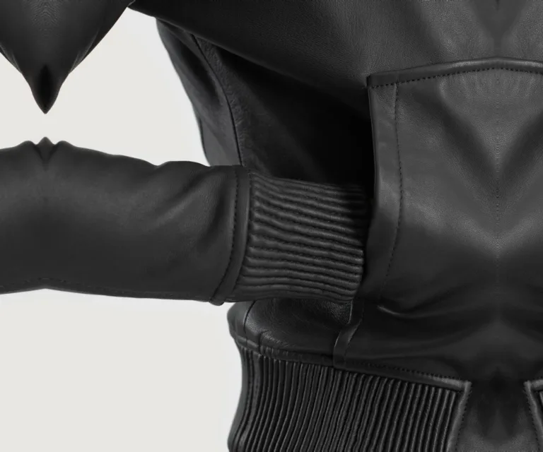 Luna Black Hooded Leather Bomber Jacket Luxury Women's Outerwear — Full-Length Silhouette & Drape