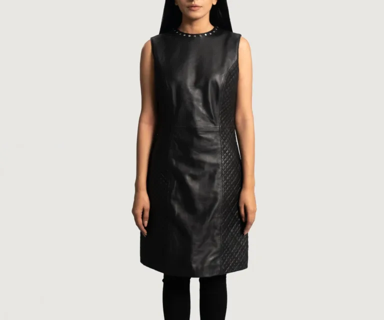 Luxe Black Leather Dress Luxury Women's Outerwear — Front Silhouette Hero Presentation