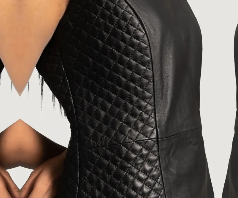 Luxe Black Leather Dress Luxury Women's Outerwear — Full-Length Silhouette & Drape