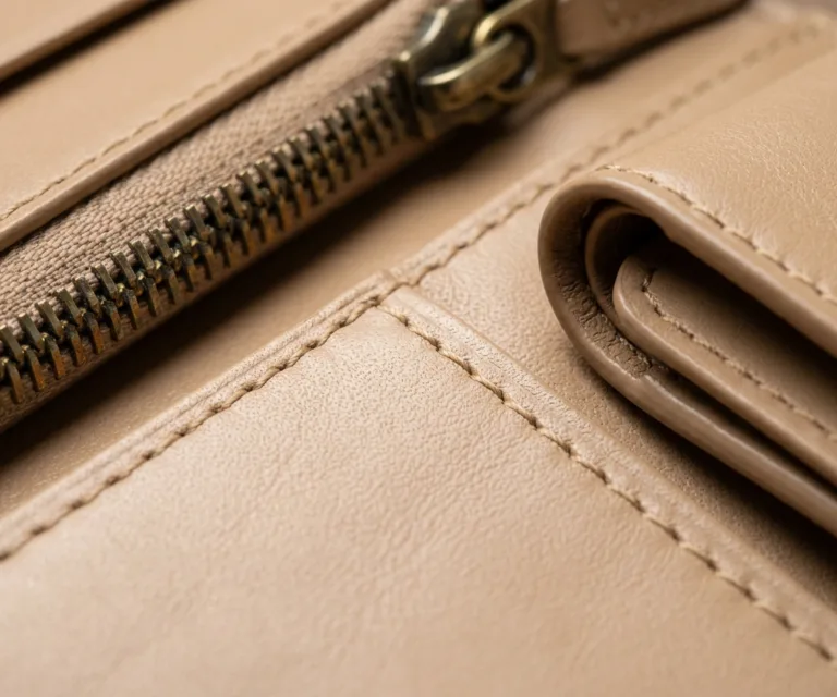 Taylor Grey Leather Continental Wallet Macro Hardware Detail 1080x900