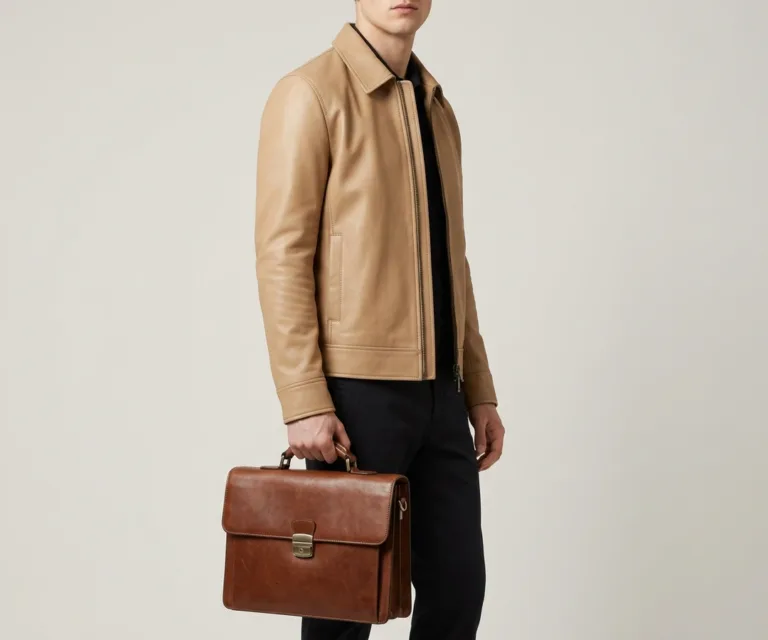 The Preston Brown Leather Briefcase 3/4 Profile 1080x900