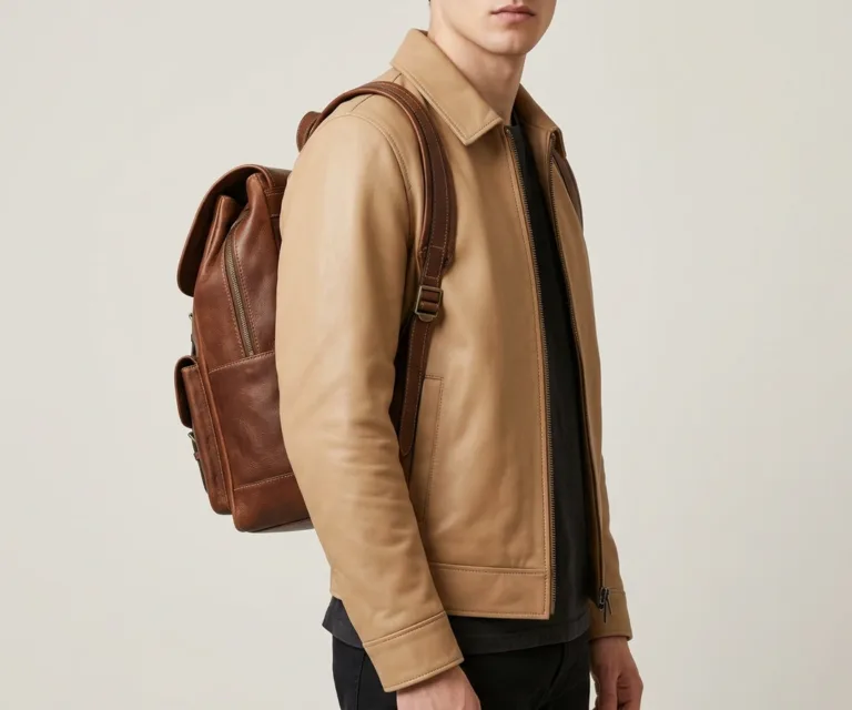 The Bedford Vintage Brown Leather Backpack 3/4 Profile 1080x900
