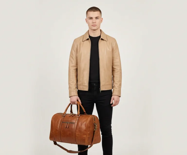 The Darrio Vintage Brown Leather Duffle Bag Front View 1080x900