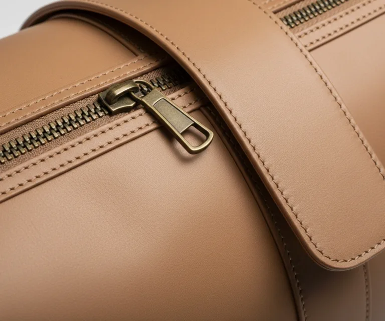 The Darrio Vintage Brown Leather Duffle Bag Macro Hardware Detail 1080x900