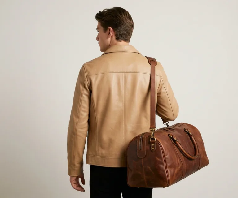 The Dale Vintage Brown Leather Duffle Bag Rear Back View 1080x900