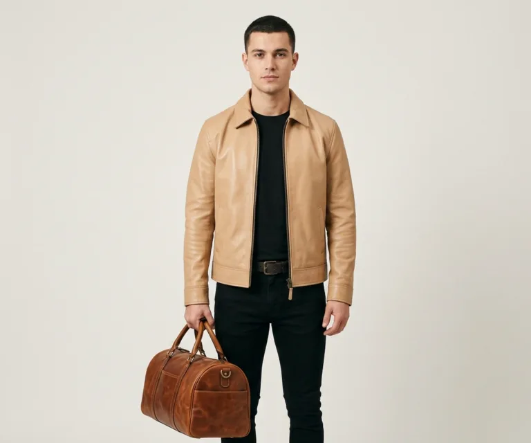 The Dale Vintage Tan Brown Leather Duffle Bag Front View 1080x900