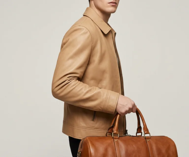 The Darrio Vintage Tan Brown Leather Duffle Bag 3/4 Profile 1080x900