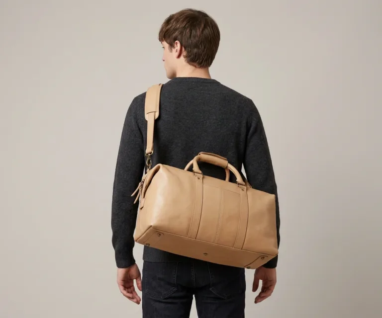 The Darrio Vintage Tan Brown Leather Duffle Bag Rear Back View 1080x900