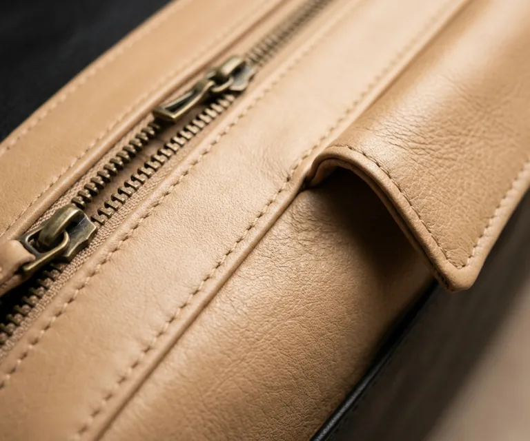 The Baxter Black Leather Laptop Sleeve Macro Hardware Detail 1080x900