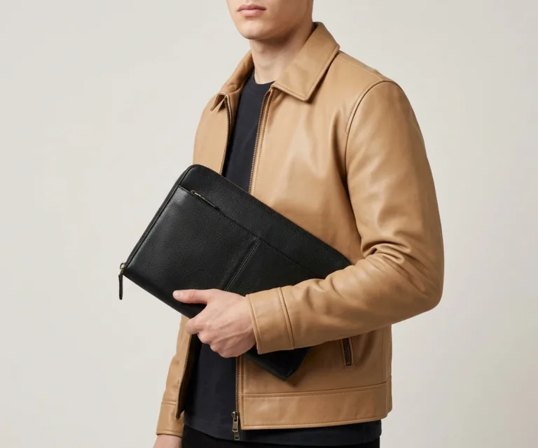 The Eclectic Black Leather Folio Organizer 3/4 Profile 1080x900