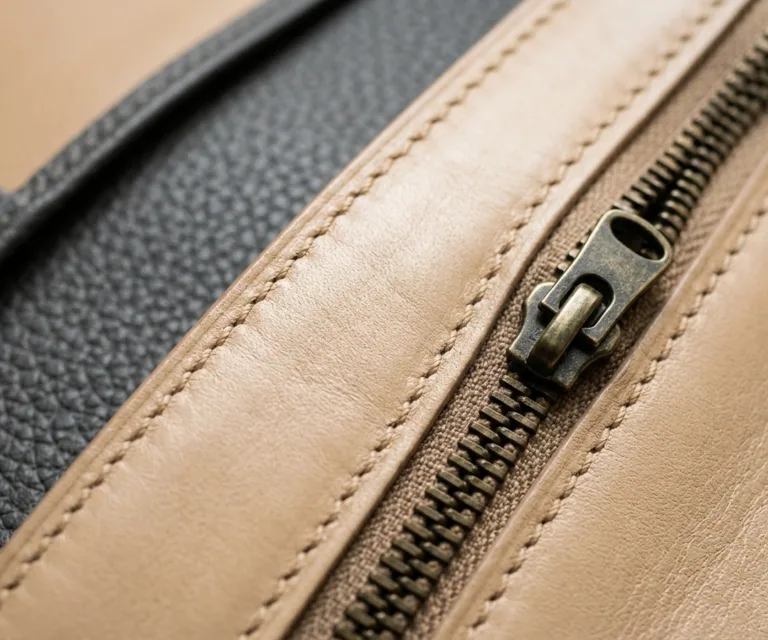 The Eclectic Grey Leather Folio Organizer Macro Hardware Detail 1080x900
