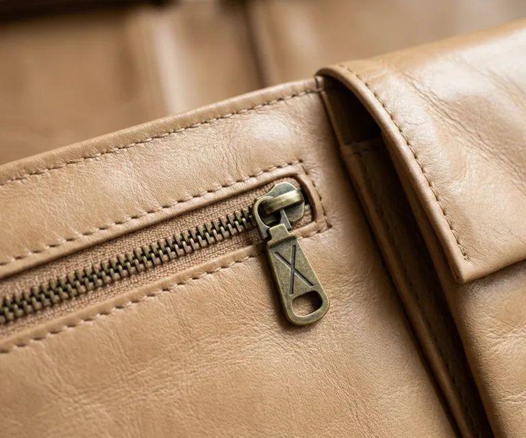 The Eclectic Vintage Brown Leather Folio Organizer Macro Hardware Detail 1080x900