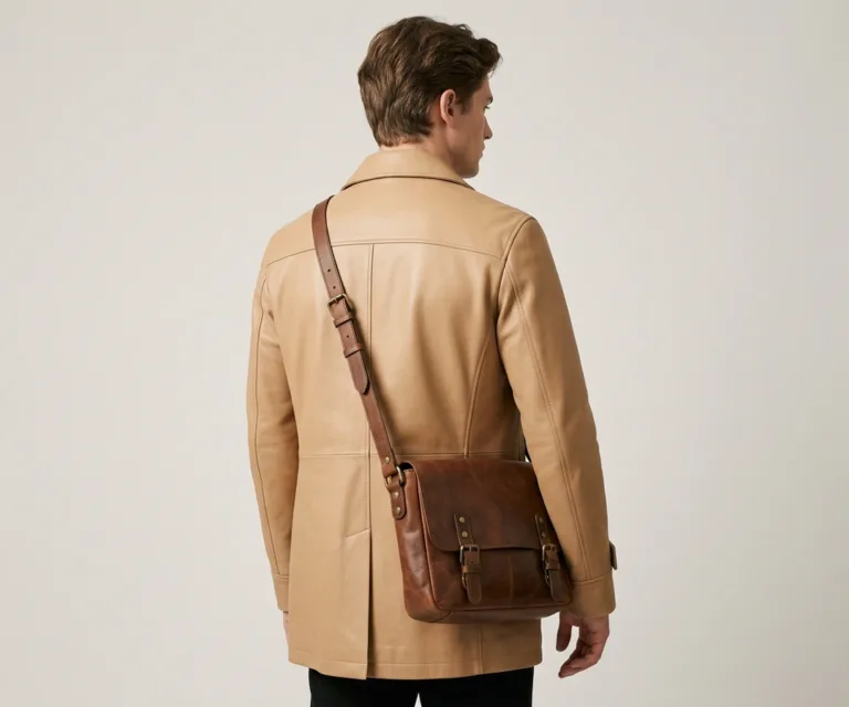 The Carismatico Vintage Brown Leather Messenger Bag Rear Back View 1080x900