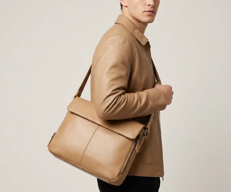 The Carismatico Vintage Tan Brown Leather Messenger Bag 3/4 Profile 1080x900