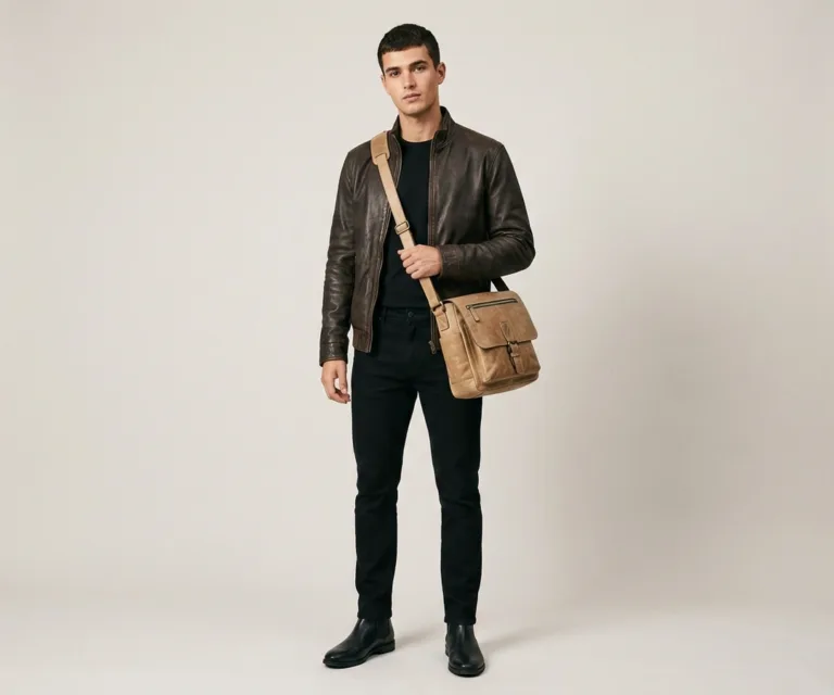 The Cristoph Vintage Distressed Brown Leather Messenger Bag Lifestyle Studio 1080x900