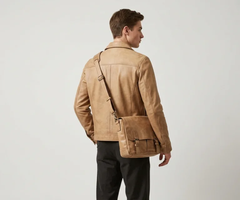 The Cristoph Vintage Distressed Brown Leather Messenger Bag Rear Back View 1080x900