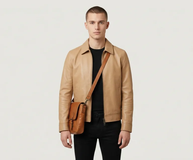The Cristoph Vintage Tan Leather Messenger Bag Front View 1080x900