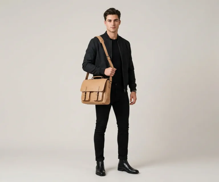 The Cristoph Vintage Tan Leather Messenger Bag Lifestyle Studio 1080x900
