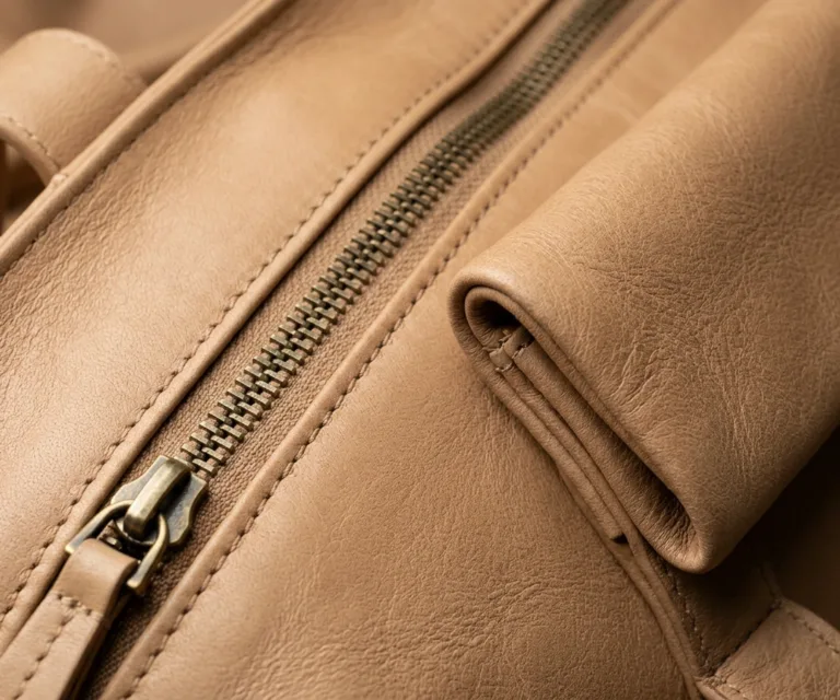 The Poet Brown Leather Tote Bag Macro Hardware Detail 1080x900