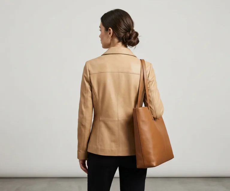The Poet Brown Leather Tote Bag Rear Back View 1080x900