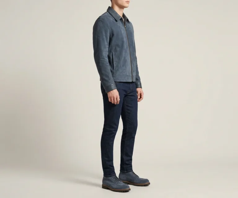 Bearman Moc Toe Blue Suede Boots 3/4 Profile 1080x900