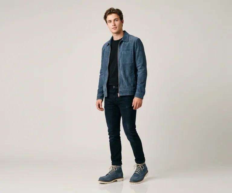 Bearman Moc Toe Blue Suede Boots Lifestyle Studio 1080x900