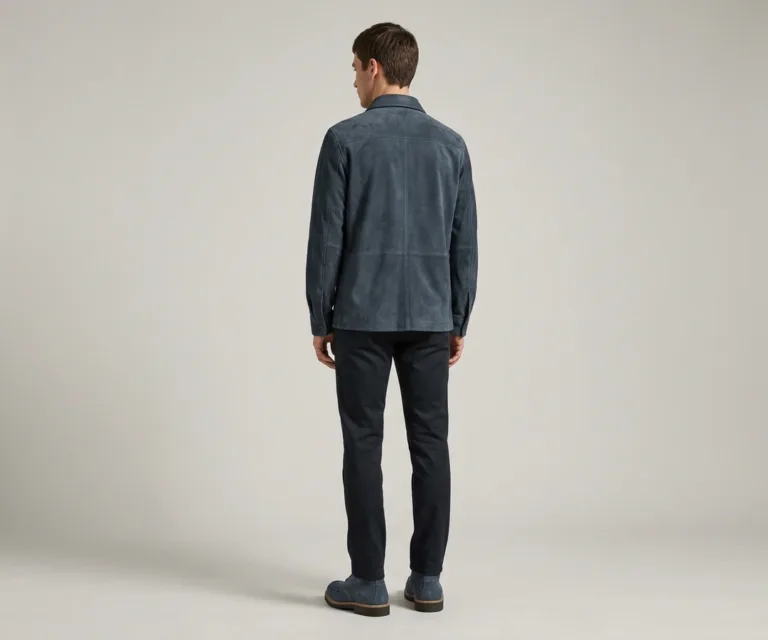 Bearman Moc Toe Blue Suede Boots Rear Back View 1080x900