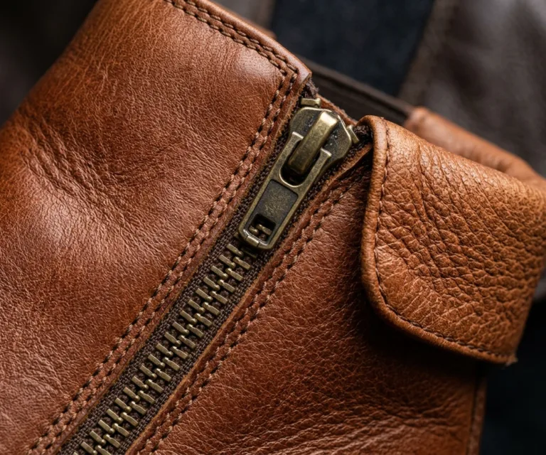 Clarkson Chelsea Brown Leather Boots Macro Hardware Detail 1080x900