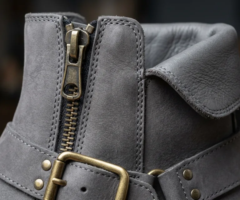 Clarkson Chelsea Grey Nubuck Leather Boots – StudGuard Macro Hardware Detail 1080x900