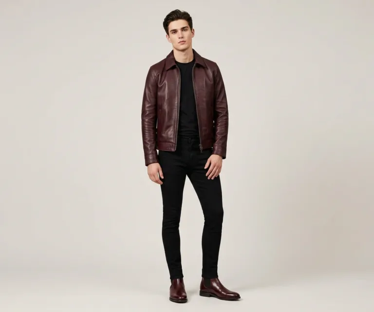 Clarkson Chelsea Maroon Leather Boots Lifestyle Studio 1080x900