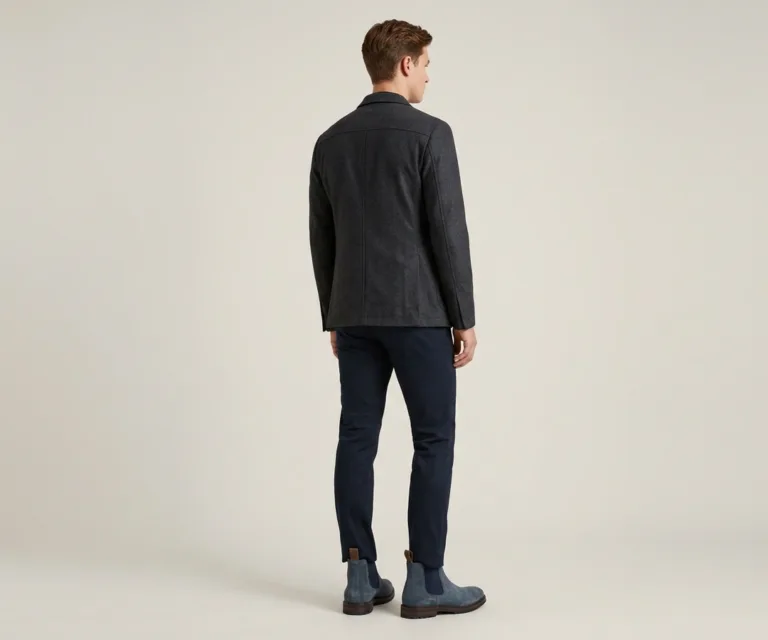 Clarkson Chelsea Midnight Blue Suede Leather Boots Rear Back View 1080x900