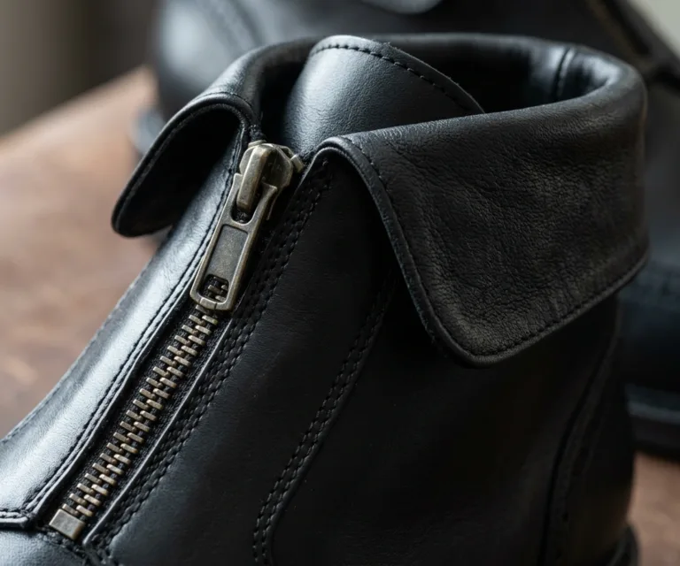 Duster Brogues Derby Black Leather Boots Macro Hardware Detail 1080x900