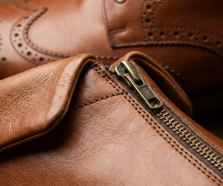 Duster Brogues Derby Brown Burnished Leather Boots – StudGuard Macro Hardware Detail 1080x900