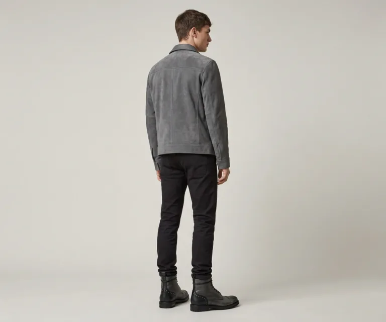 Knight Derby Grey & Black Leather Boots – StudGuard Rear Back View 1080x900