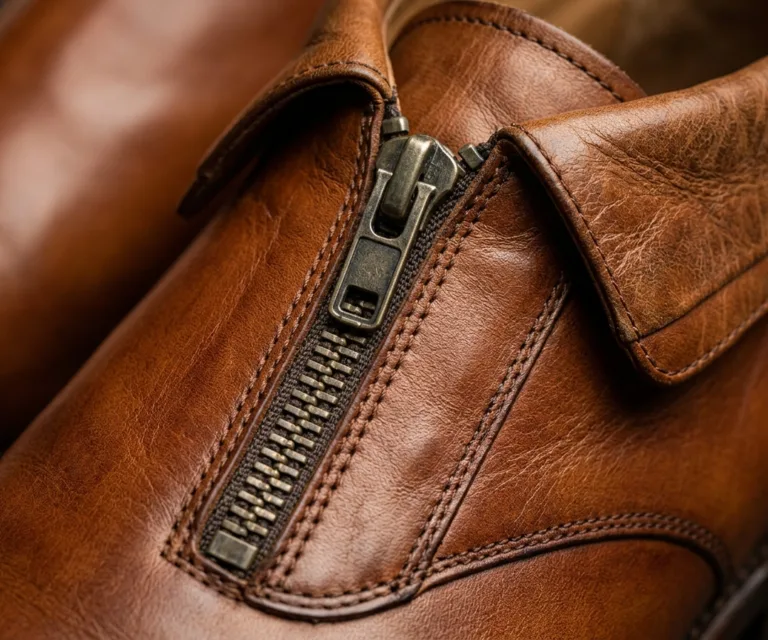 Attorney Derby Burnished Brown Leather Shoes – StudGuard Macro Hardware Detail 1080x900