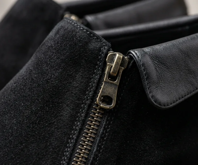 Baxton Black Suede Leather Loafers Macro Hardware Detail 1080x900