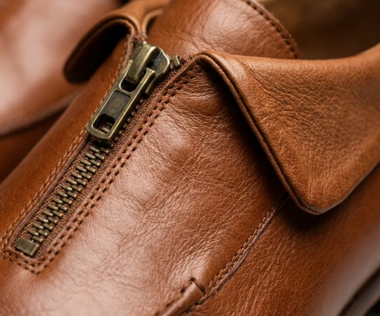 Baxton Brown Leather Loafers Macro Hardware Detail 1080x900